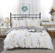 Reversible Design Leaves Grey Super King Size Bed Quilt/Duvet Cover Set V493-MSK-461B