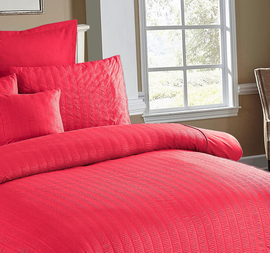 Seersucker Double Size Quilt/Duvet Cover Set - Red V493-PAD-04