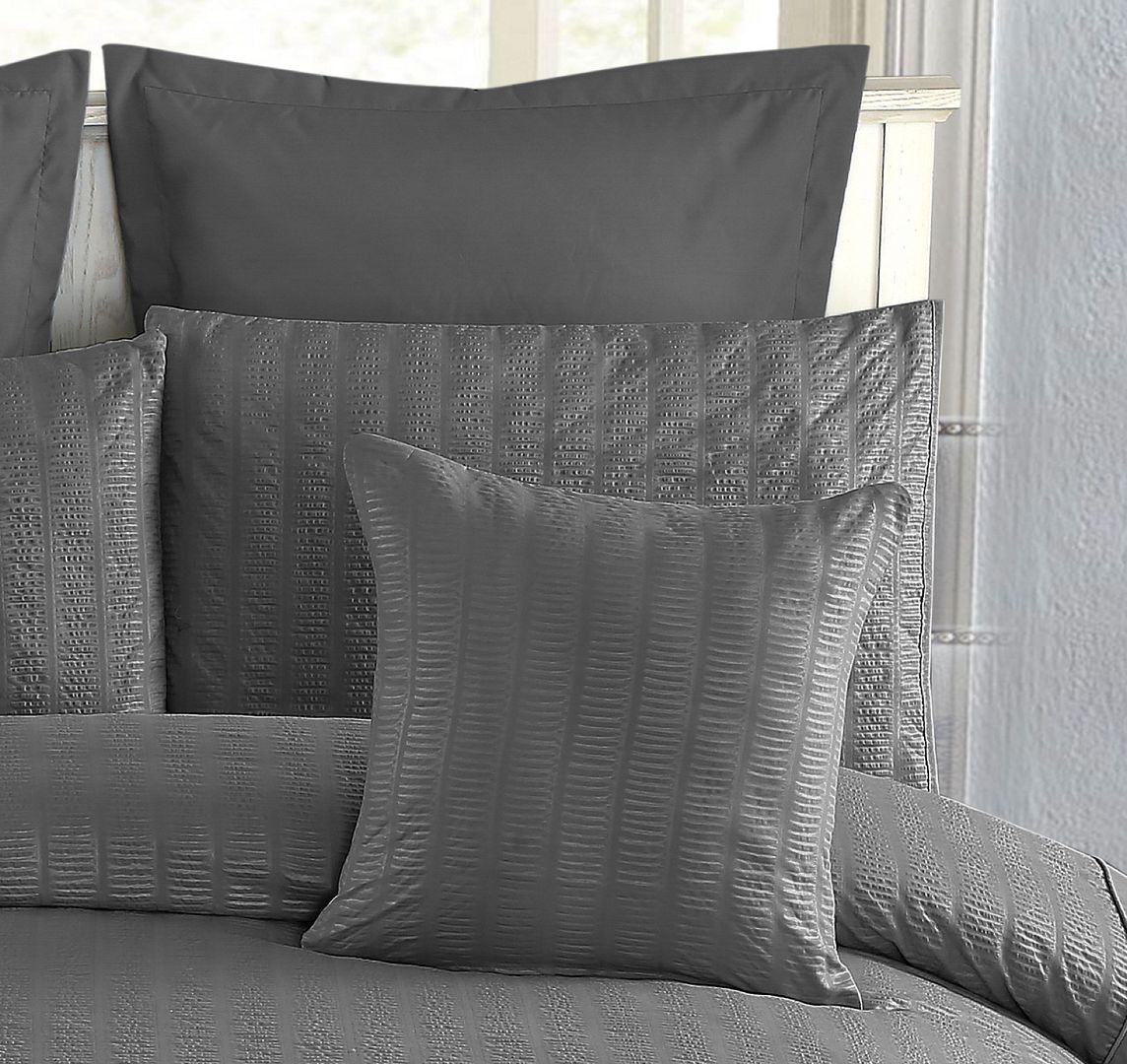 1000TC Premium Ultra Soft Seersucker Cushion Covers - 2 Pack - Charcoal V493-PCC-11