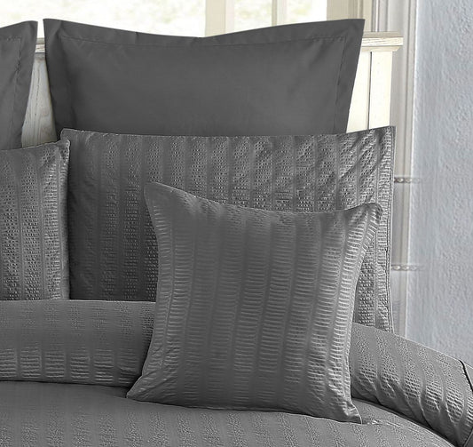 1000TC Premium Ultra Soft Seersucker Cushion Covers - 2 Pack - Charcoal V493-PCC-11