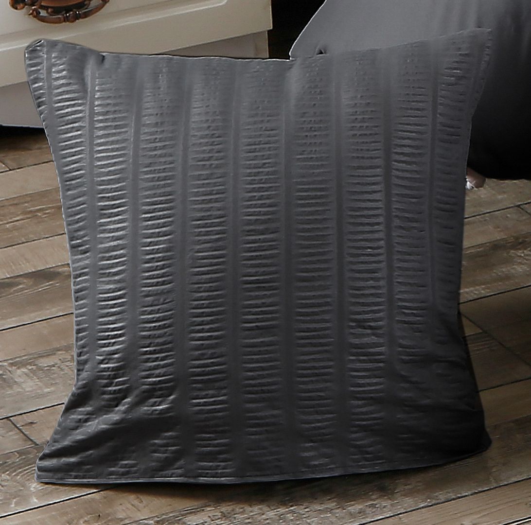 1000TC Premium Ultra Soft Seersucker Cushion Covers - 2 Pack - Charcoal V493-PCC-11