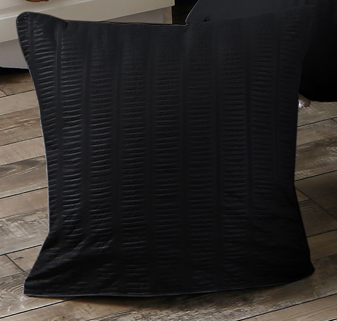 1000TC Premium Ultra Soft Seersucker Cushion Covers - 2 Pack - Black V493-PCC-5