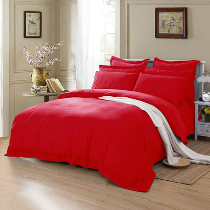 1000TC Tailored Single Size Red Duvet Quilt Cover Set V493-S-4