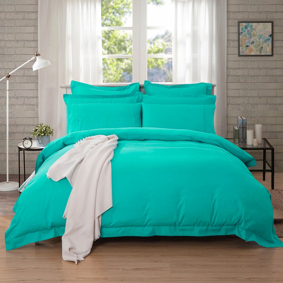 1000TC Tailored Single Size Teal Duvet Quilt Cover Set V493-S-7