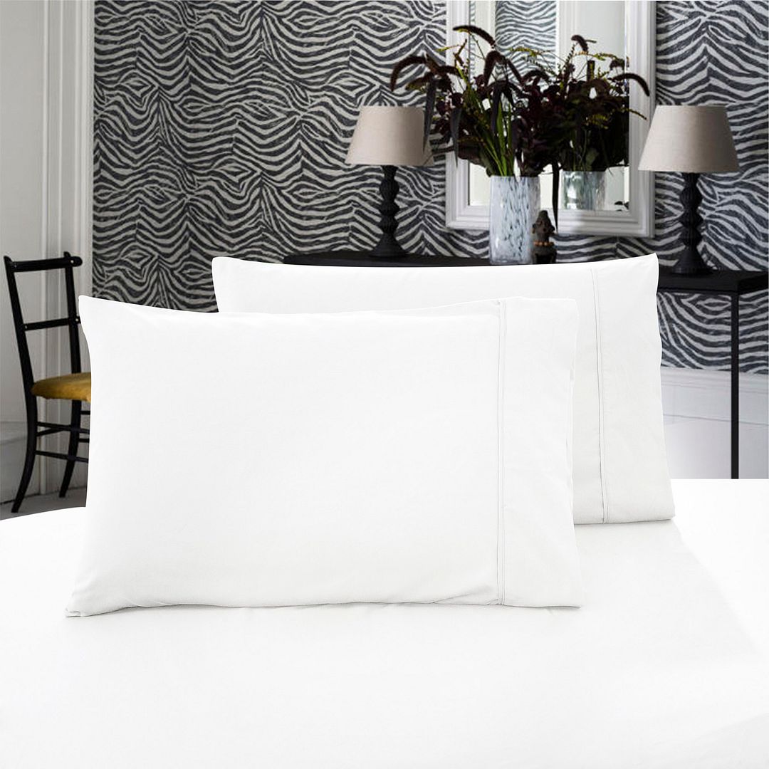 1000TC Premium Ultra Soft Standrad size Pillowcases 2-Pack - White V493-SP-01