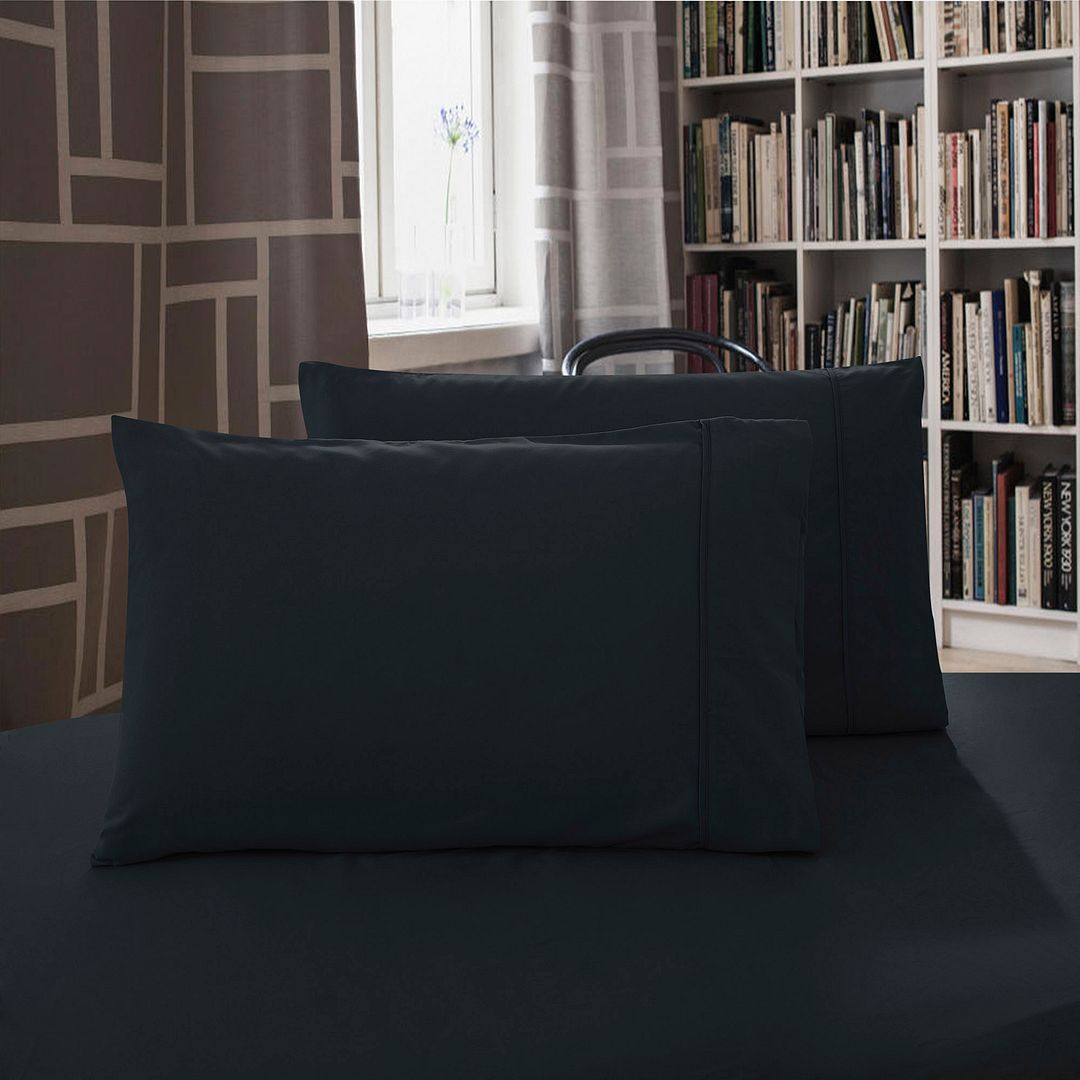 1000TC Premium Ultra Soft Standrad size Pillowcases 2-Pack - Black V493-SP-05