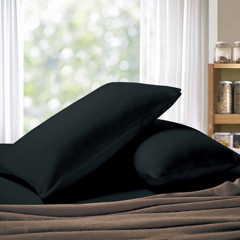1000TC Premium Ultra Soft Standrad size Pillowcases 2-Pack - Black V493-SP-05