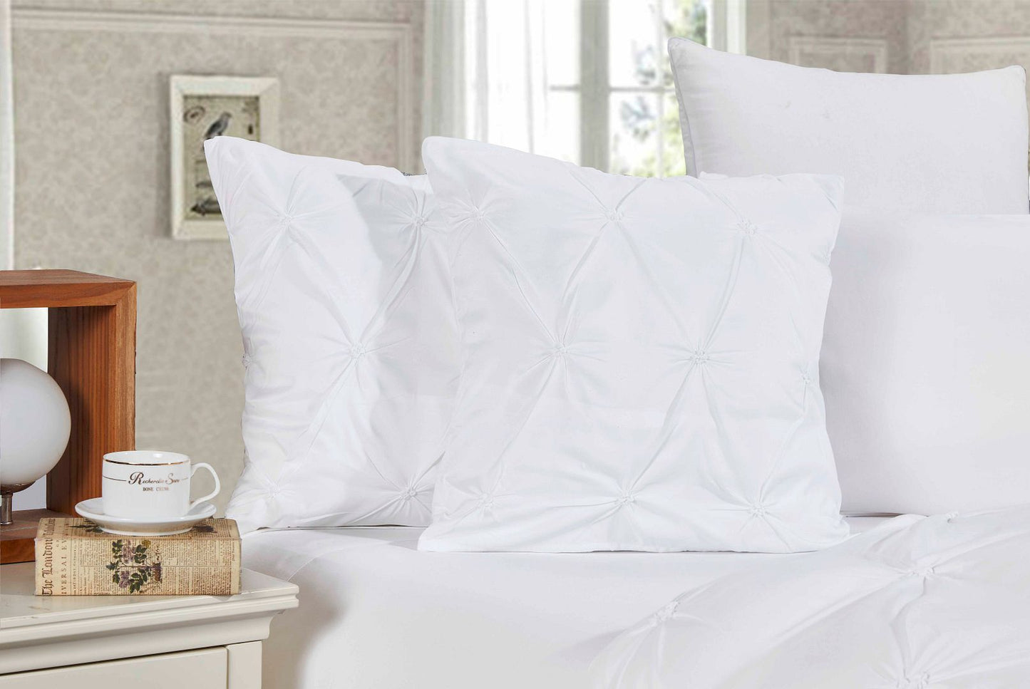 Diamond Pintuck Premium Ultra Soft Cushion Covers 2-Pack - White V493-ZCC-1