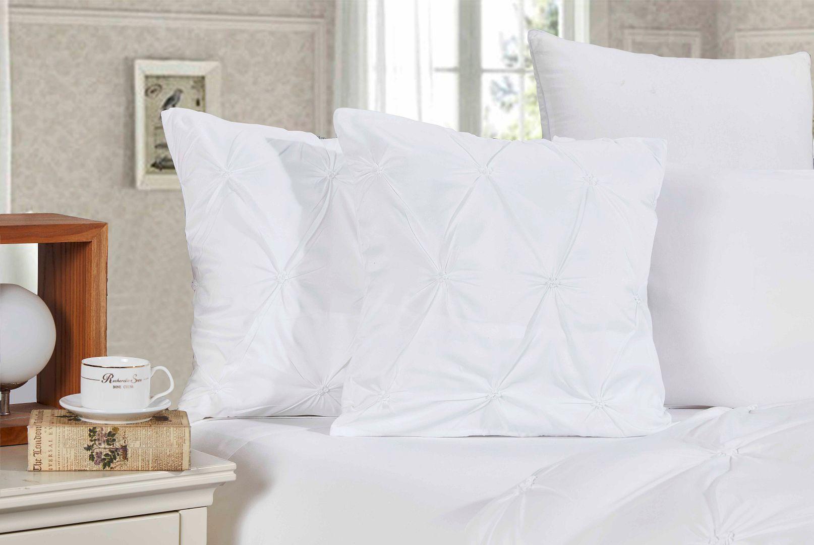 Diamond Pintuck Premium Ultra Soft Cushion Covers 2-Pack - White V493-ZCC-1