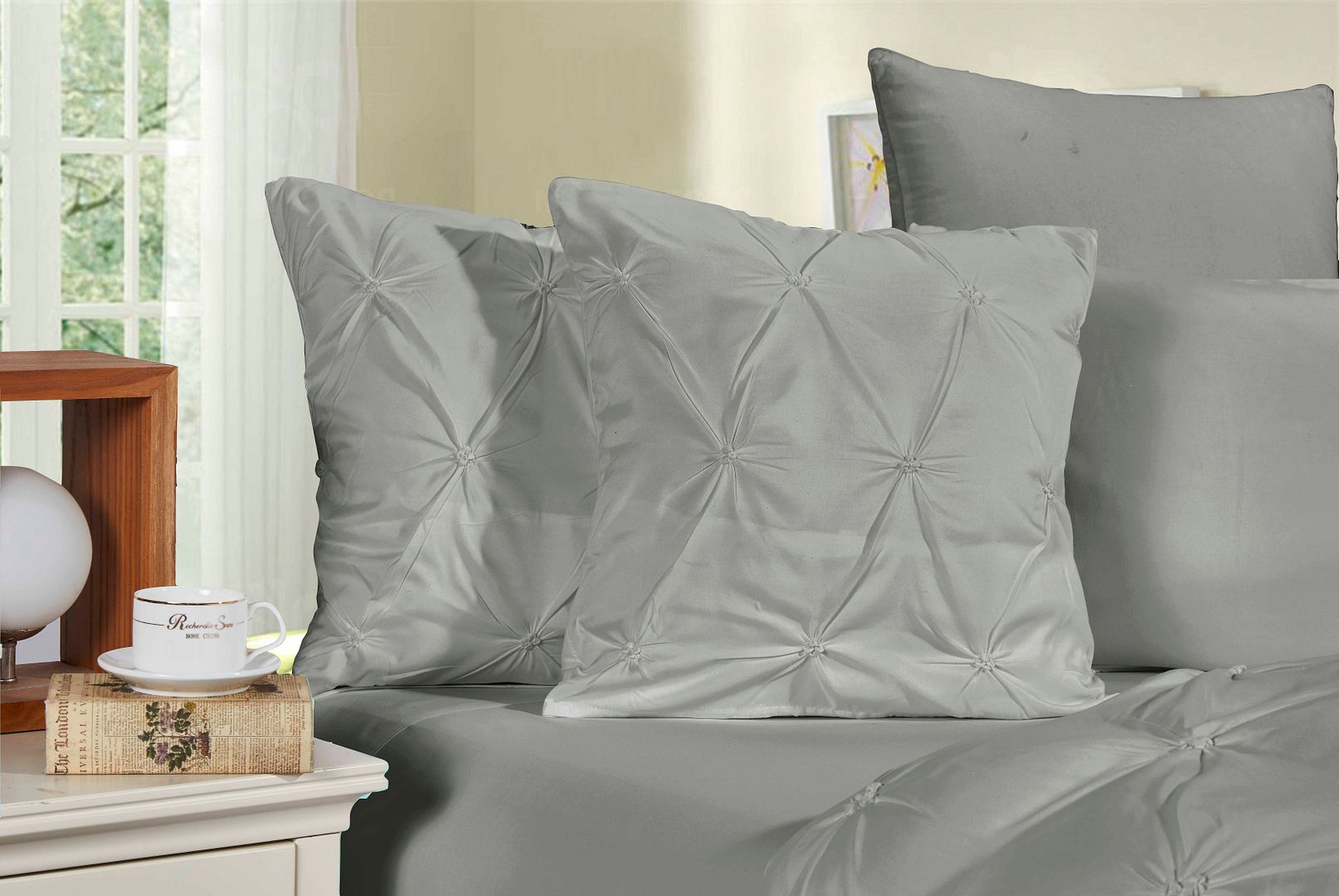 Diamond Pintuck Premium Ultra Soft Cushion Covers 2-Pack - Grey V493-ZCC-6