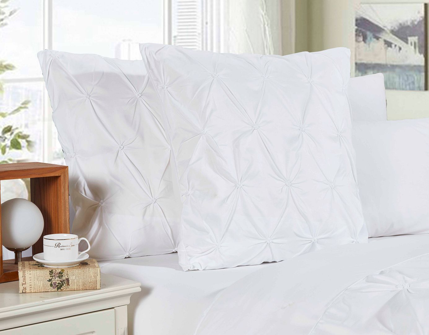 Diamond Pintuck Premium Ultra Soft European Pillowcases 2-Pack - White V493-ZEP-01
