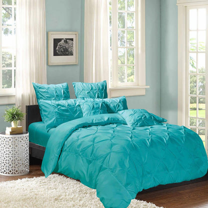 Diamond Pintuck Super King Size Quilt/Duvet Cover Set - Teal V493-ZSK-07