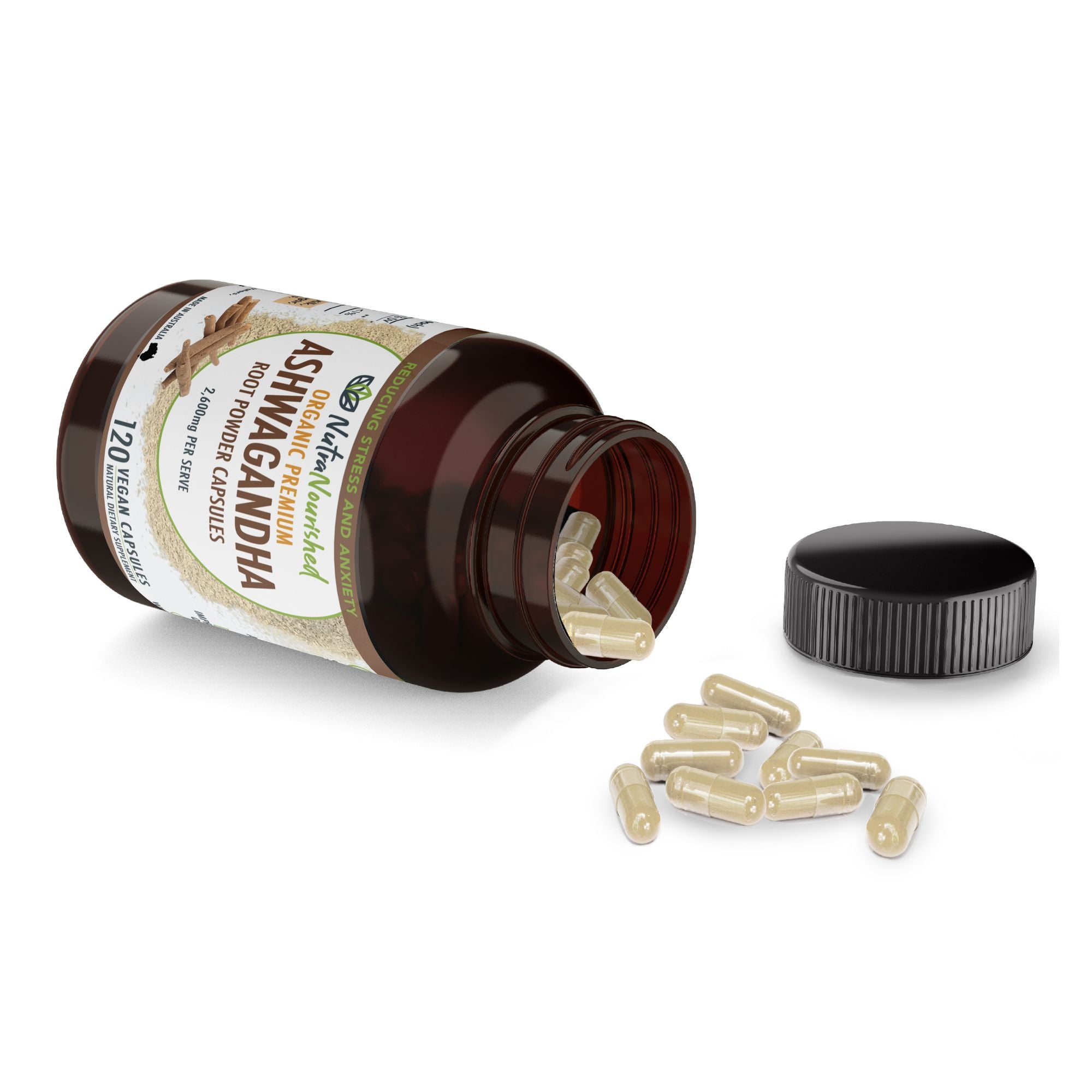 Organic Ashwagandha Capsules (vegan)- Withania Somnifera - 120 Vegan Capsules V497-ASHWA-CAPS-120