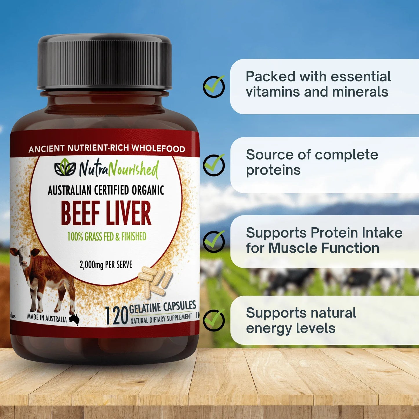 Organic Beef Liver Capsules V497-BEEF-LIVER-CAPS-120