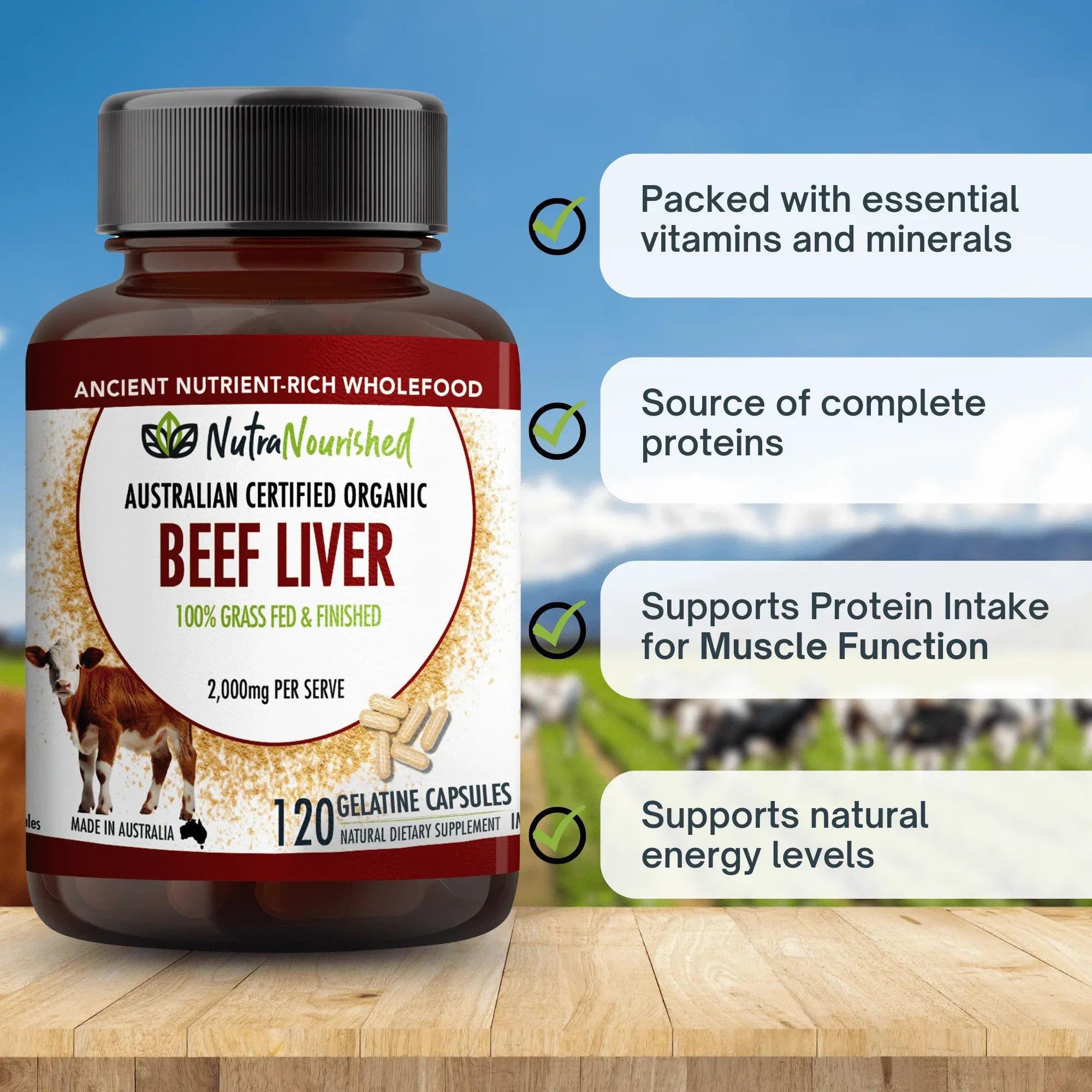 Organic Beef Liver Capsules V497-BEEF-LIVER-CAPS-120