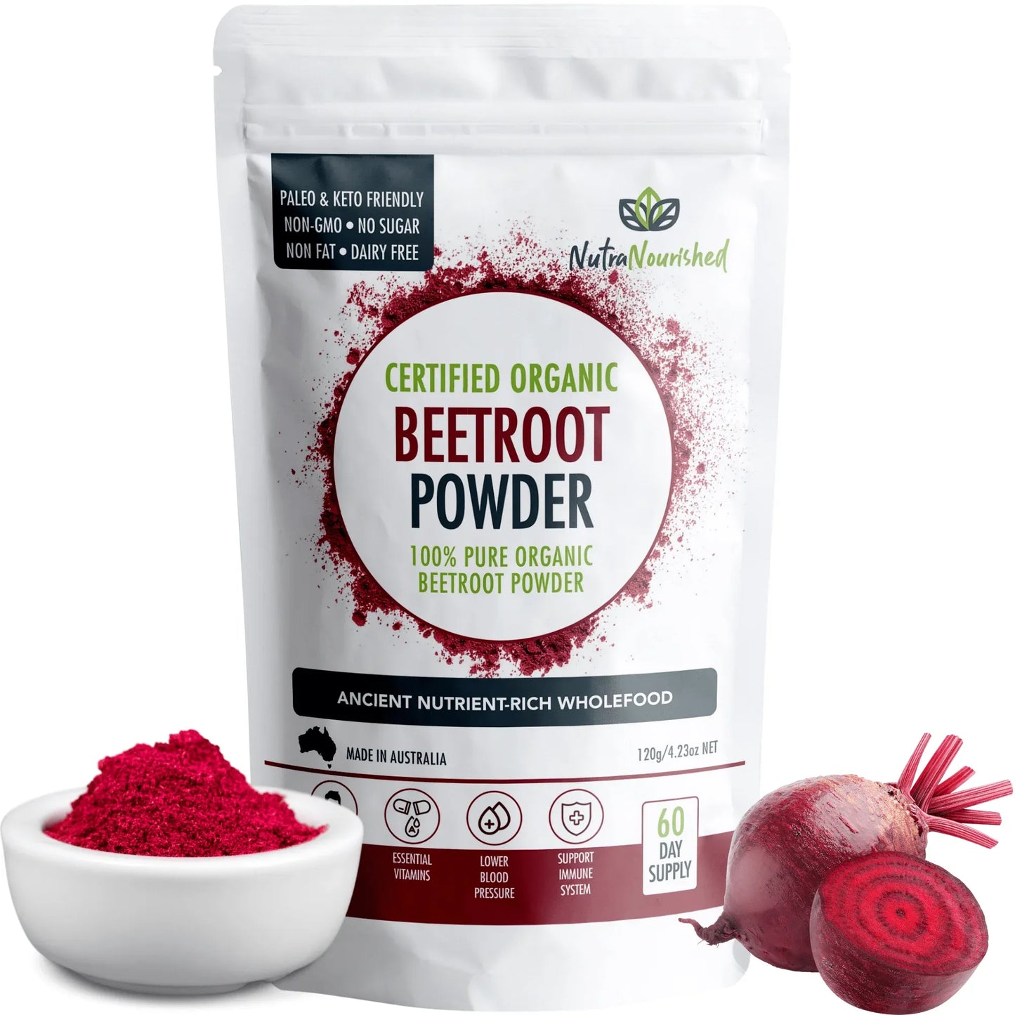 Organic Beetroot Powder V497-BEETROOT-POWDER-120G