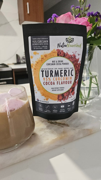 95% Organic Curcumin Extract Cocoa Flavour - Turmeric Powder With Black Pepper - Organic and with Black V497-COCOA-NEW-125-FBM