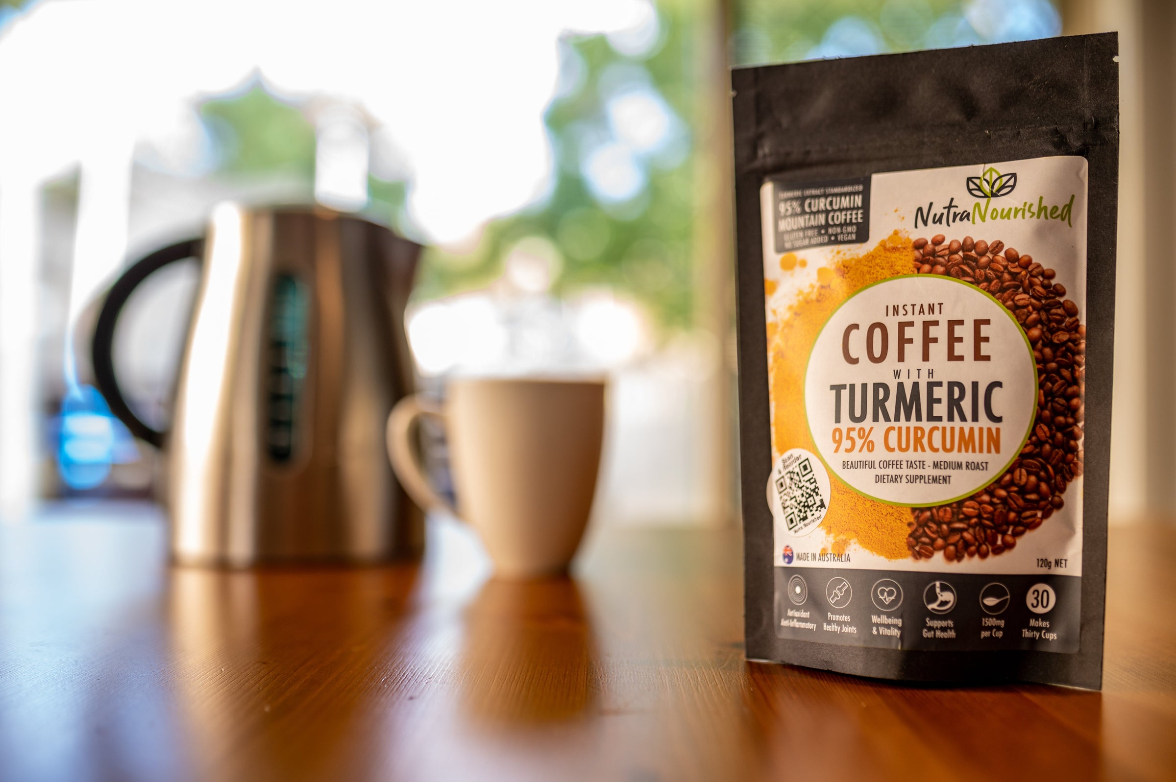 Instant Coffee with 95% Pure Organic Curcumin - Turmeric Extract Powder (1,000mg) - 120g V497-COFFEE-NEW-120