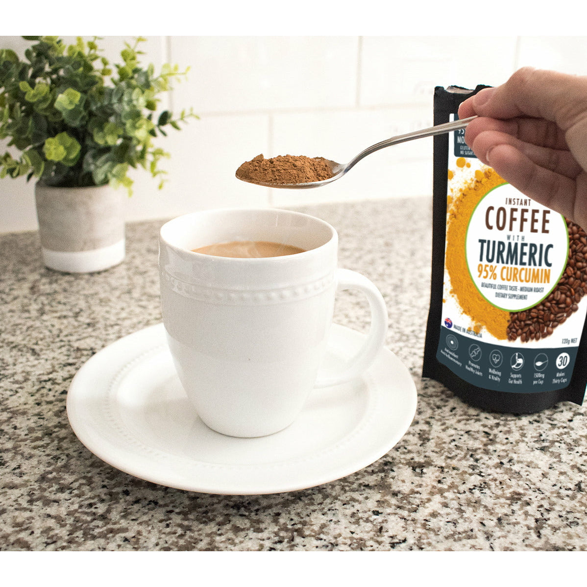 Instant Coffee with 95% Pure Organic Curcumin - Turmeric Extract Powder (1,000mg) - 120g V497-COFFEE-NEW-120