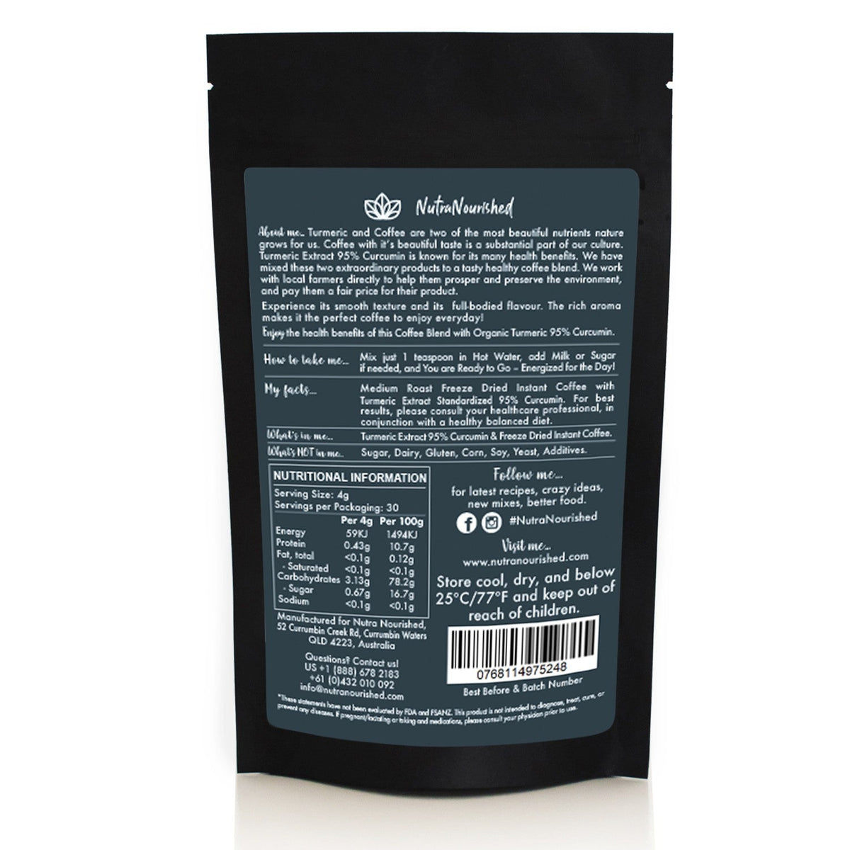 Instant Coffee with 95% Pure Organic Curcumin - Turmeric Extract Powder (1,000mg) - 120g V497-COFFEE-NEW-120