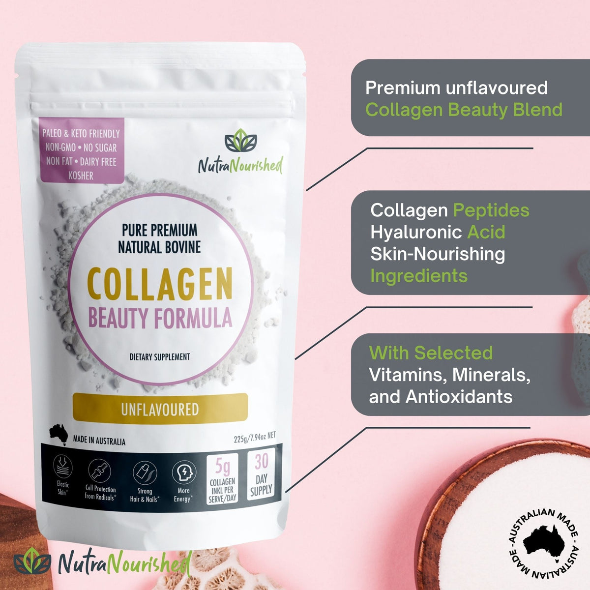Collagen Beauty Formula Unflavoured - 225g V497-COLLAGEN-BEAUTY-225