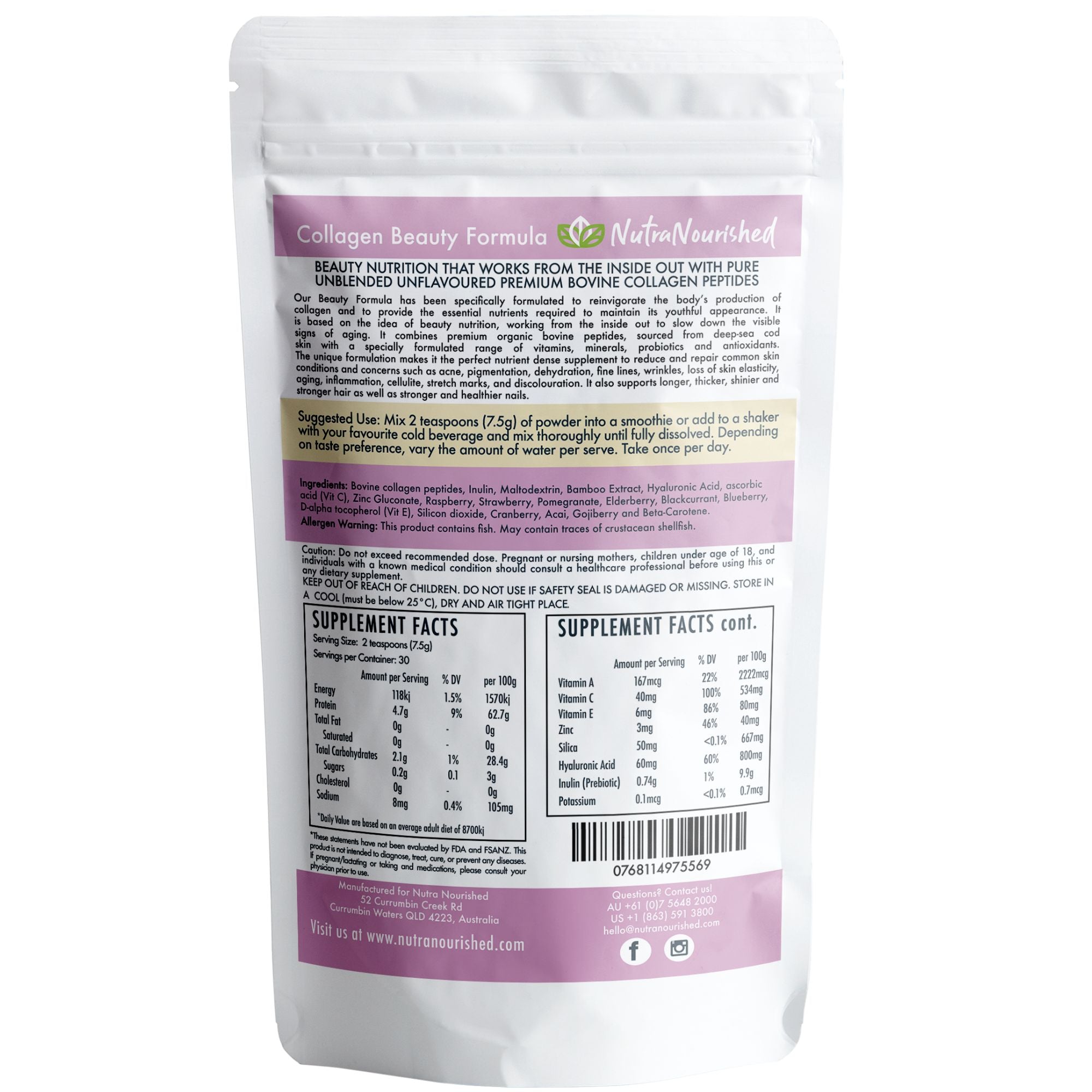 Collagen Beauty Formula Unflavoured - 225g V497-COLLAGEN-BEAUTY-225