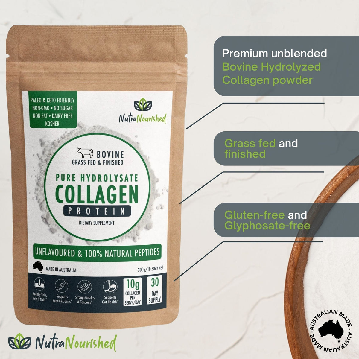Collagen Powder Tasteless & Unflavoured - 300g V497-COLLAGEN-BOVINE-300G