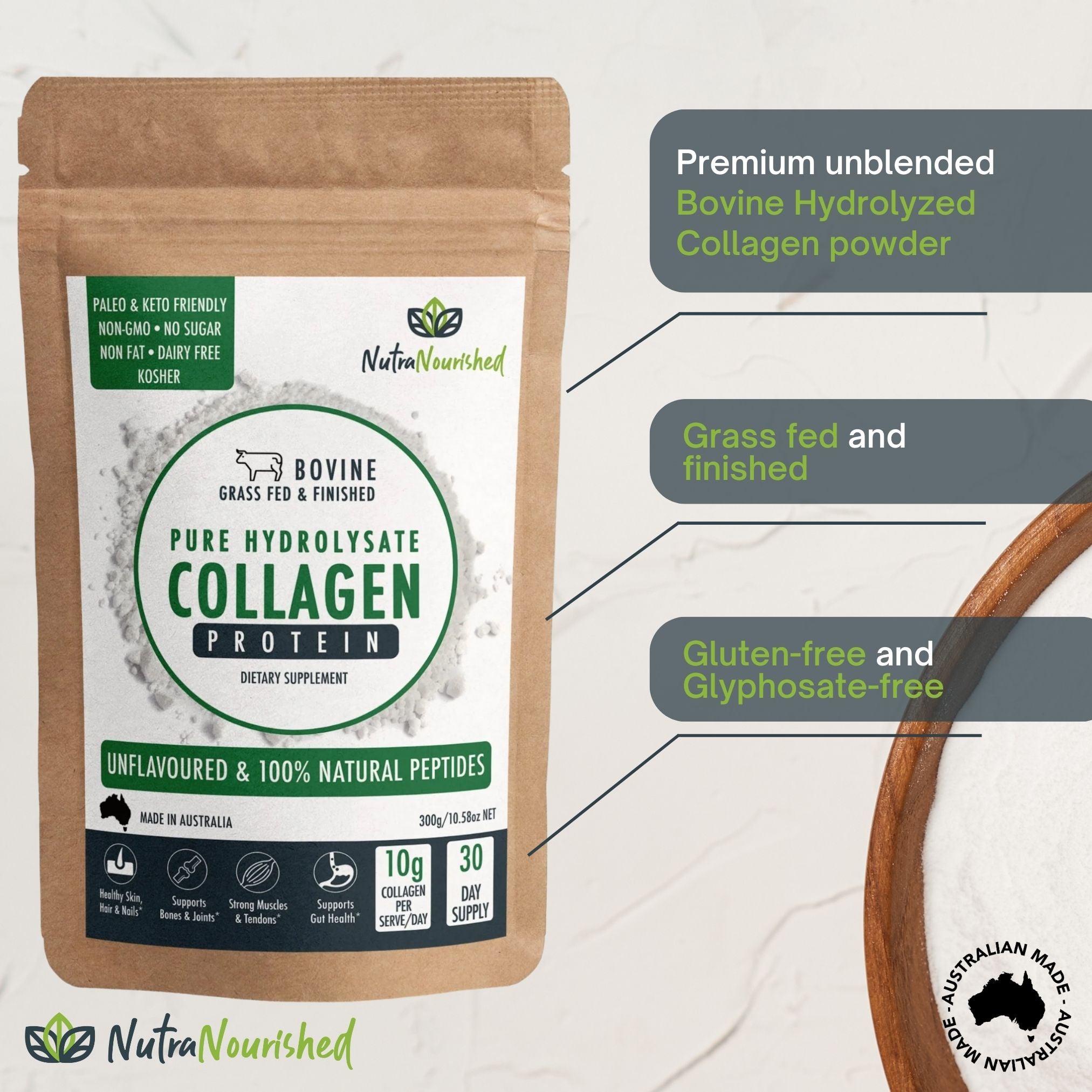 Collagen Powder Tasteless & Unflavoured - 300g V497-COLLAGEN-BOVINE-300G