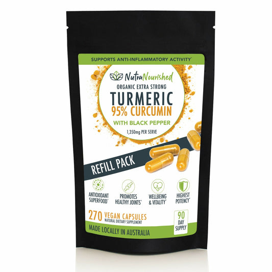 REFILL BAG - Turmeric 95% Curcumin Extract Capsules, Organic, with Black Pepper, 270 Vegan Capsules/ 3 Month V497-CURCUMIN-CAPS-270-REFILL