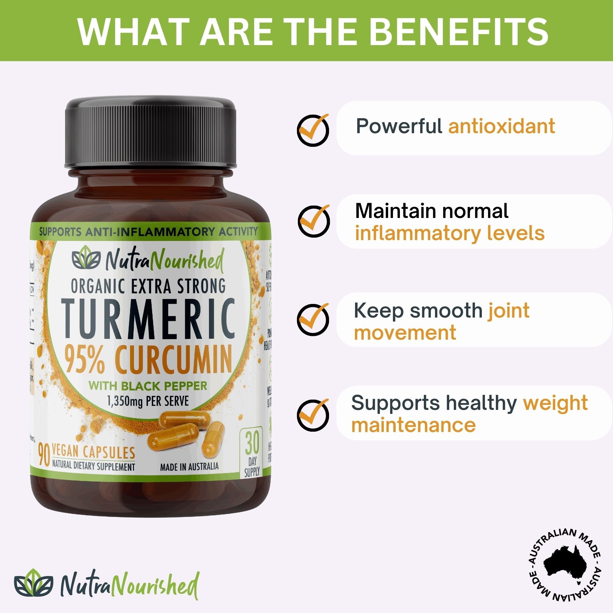 Curcumin Tablets - 95% Pure Organic Vegan - Turmeric Extract Buffered with Black Pepper (1,350mg) - 90 Vegan V497-CURCUMIN-CAPS-90-FBM