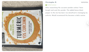 Pure Organic 95% Curcumin Powder (60g/1 month supply) - 1500mg of Turmeric Extract Buffered with Black Pepper V497-CURCUMIN-PURE-60-FBM