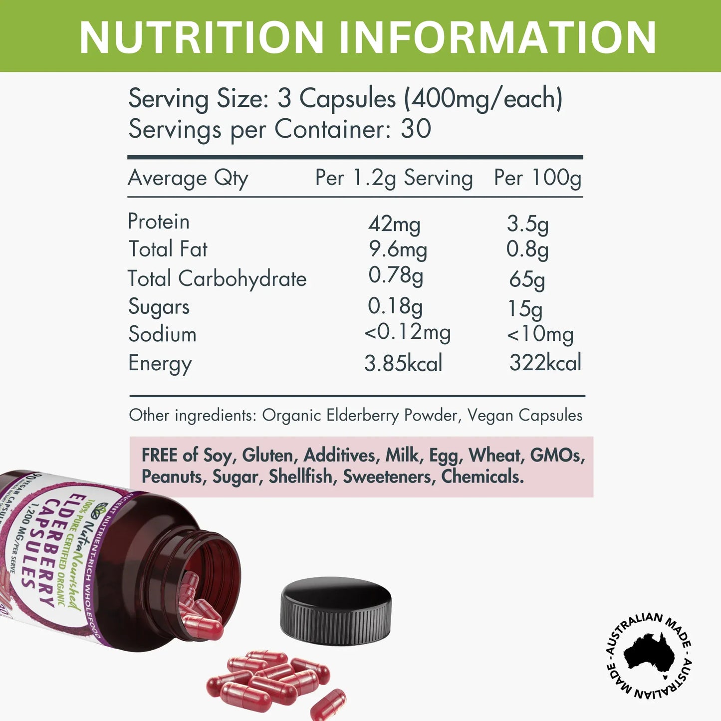Organic Elderberry Capsules V497-ELDERBERRY-CAPS-90