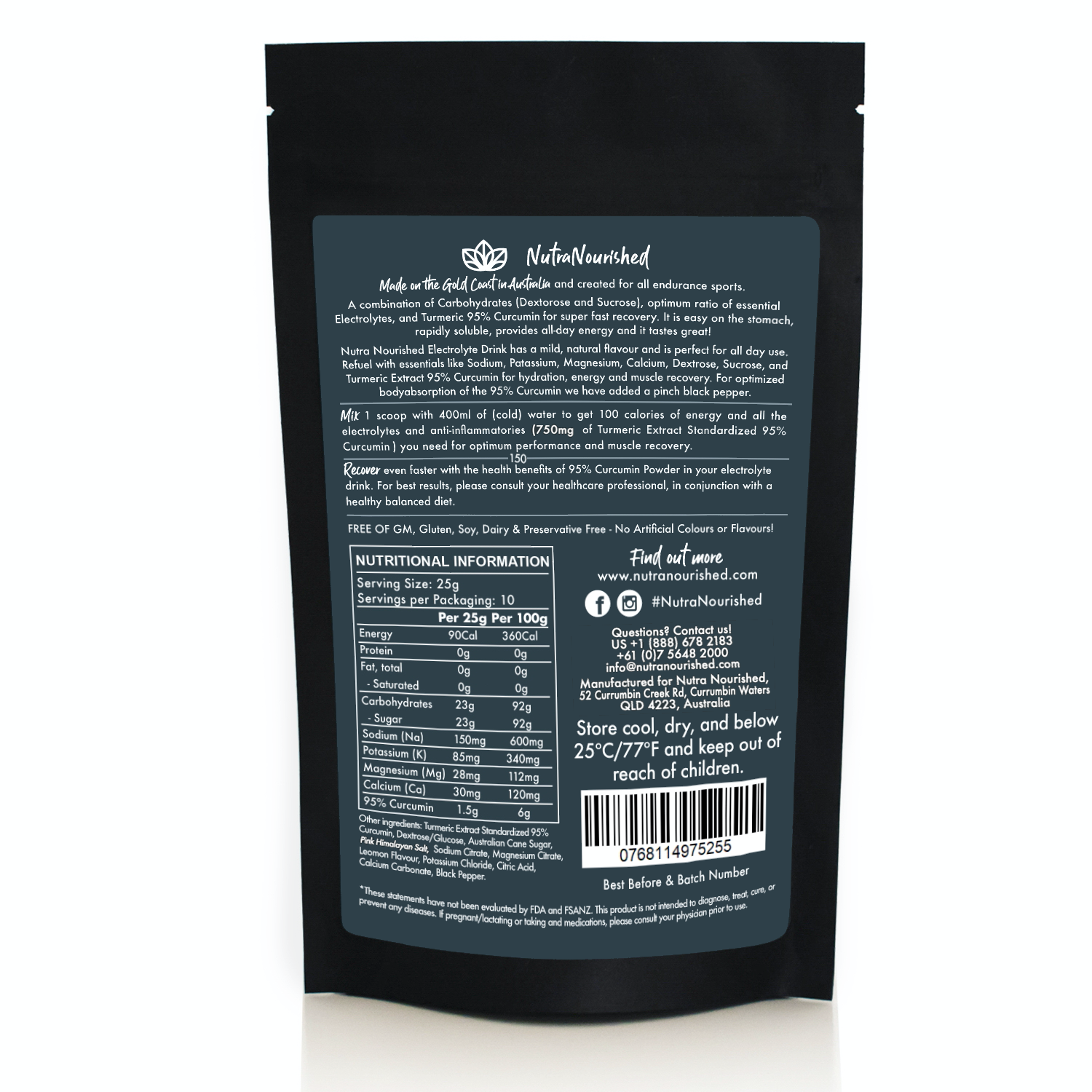 Electrolyte Powder & 95% Pure Organic Curcumin - Lemon Flavour, 250g V497-ELECTRO-CURC-250G-FBM