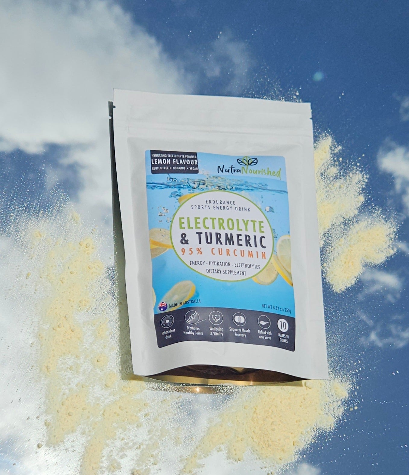 Electrolyte Powder & 95% Pure Organic Curcumin - Lemon Flavour, 250g V497-ELECTRO-CURC-250G-FBM