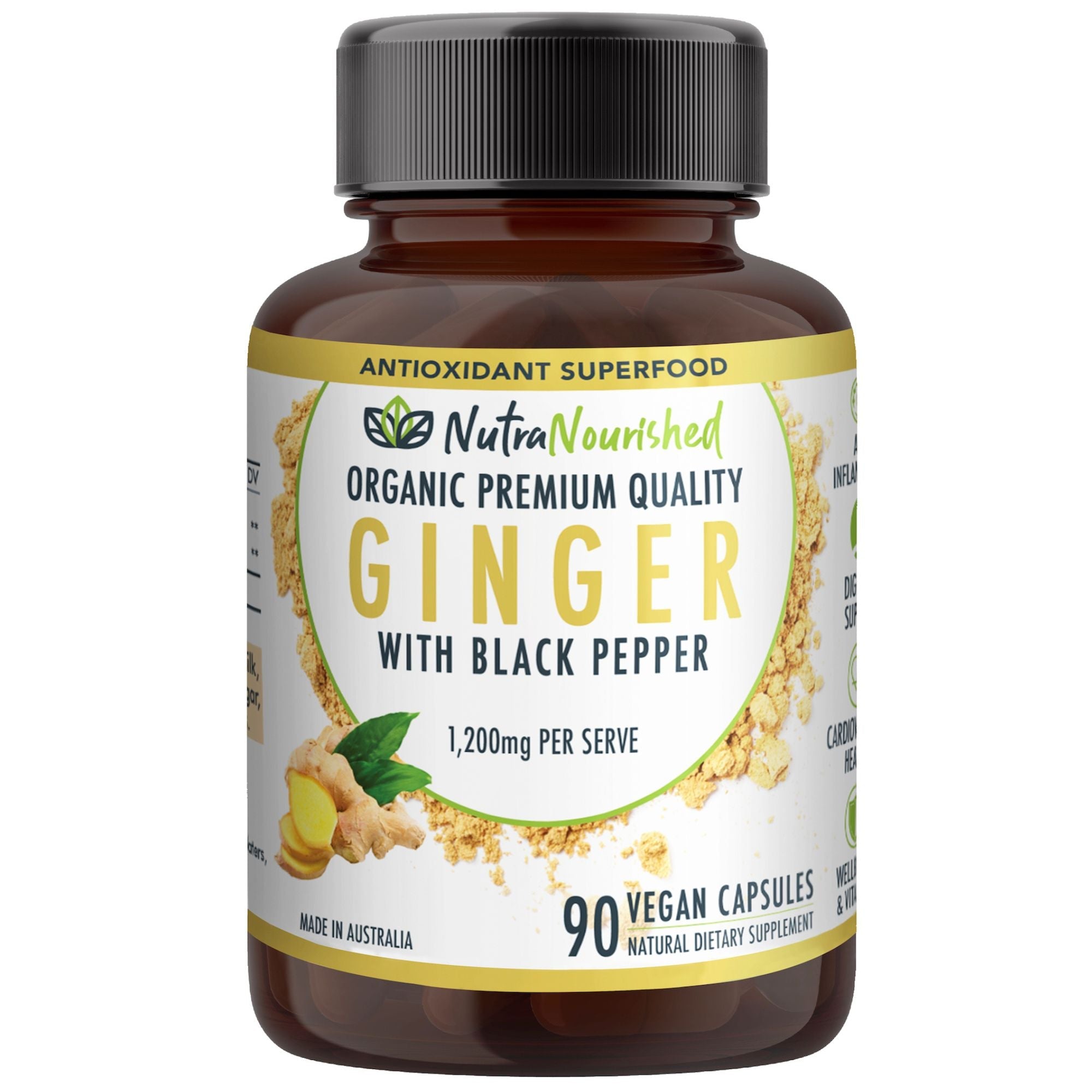 Ginger Capsules Organic Vegan - 90 Vegan Capsules V497-GINGER-CAPS-90