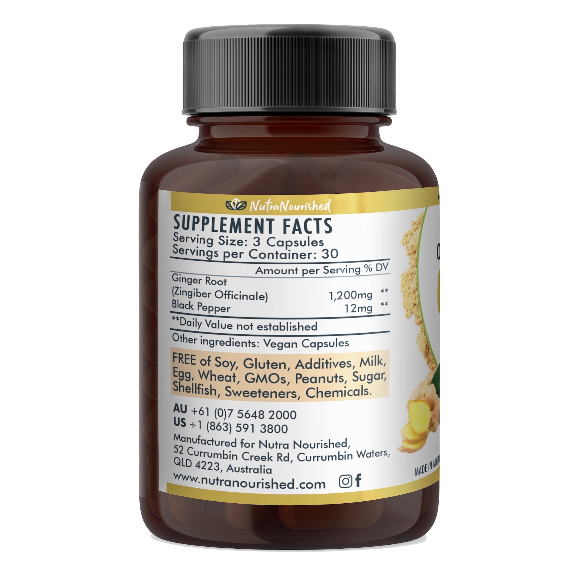 Ginger Capsules Organic Vegan - 90 Vegan Capsules V497-GINGER-CAPS-90