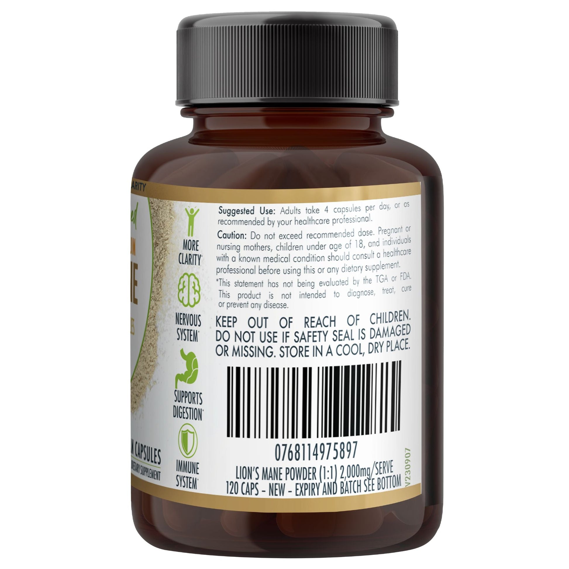 Lion's Mane Mushroom Hericium erinaceus (2,000mg) 120 Vegan Capsules V497-LIONSMANE_CAPS_120