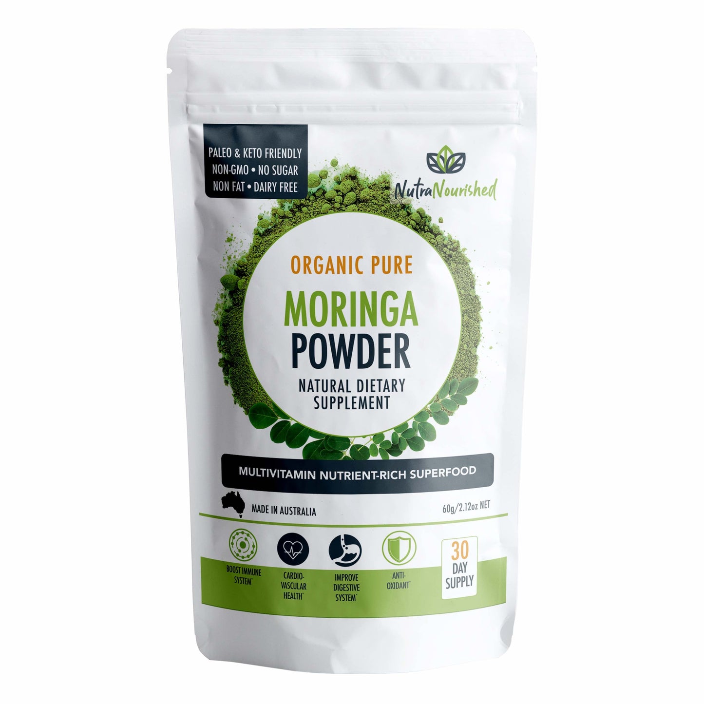 Organic Pure Moringa Leaf Powder 60g V497-MORINGA-POWDER-60