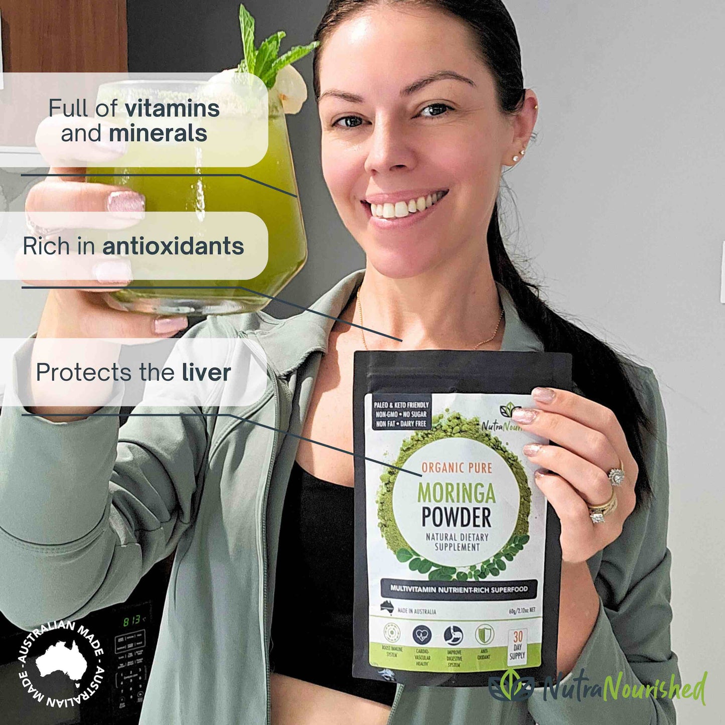 Organic Pure Moringa Leaf Powder 60g V497-MORINGA-POWDER-60