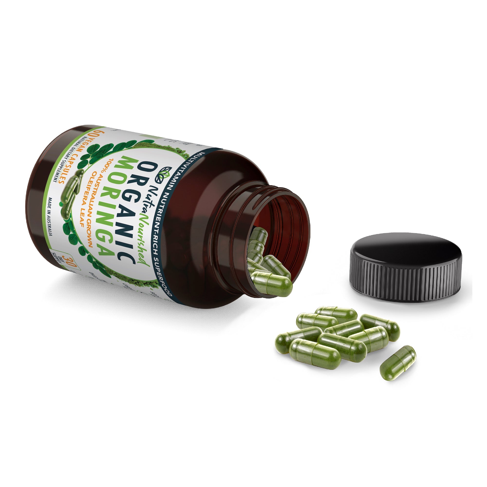 VALUE BUNDLE: Organic Pure Moringa Leaf Capsules - Australian Grown - 2 x 60 Vegan Capsules (2 Months Supply) V497-MORINGA_CAPS_120