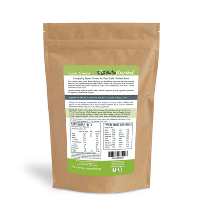Super Greens Powder - Energising Superfood Blend - Nutrients and Vitamins of 20 Greens - 300g V497-SUPER_GREENS_300G_FBM