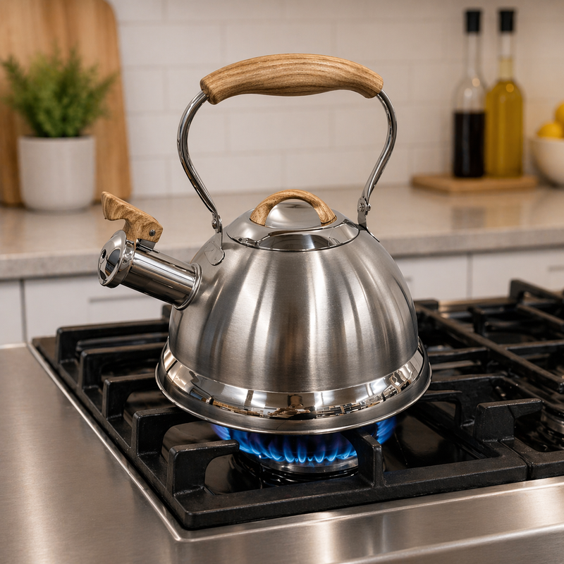 2.8L Whistling Kettle Stainless Steel Foldable Handle Camping Home Office Silver V498-2.8LKETTLESTEEL