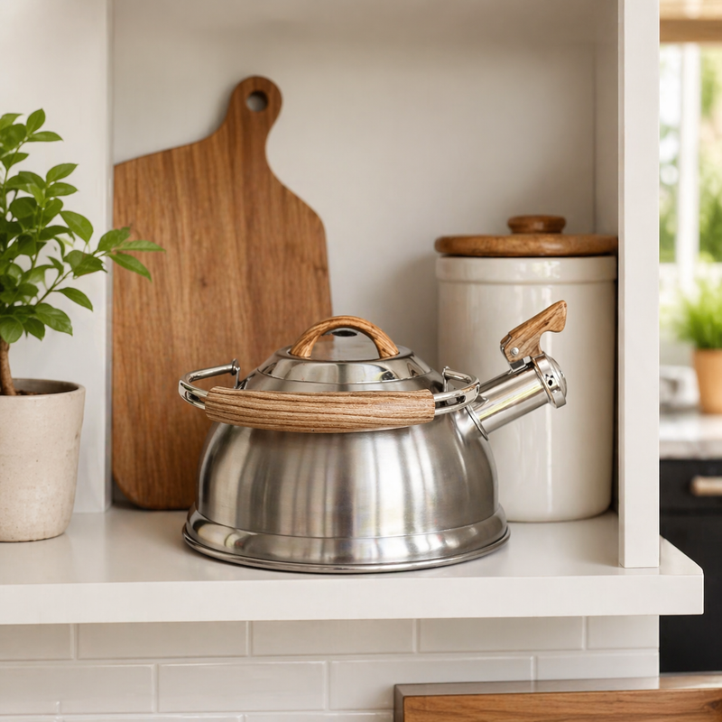 2.8L Whistling Kettle Stainless Steel Foldable Handle Camping Home Office Silver V498-2.8LKETTLESTEEL