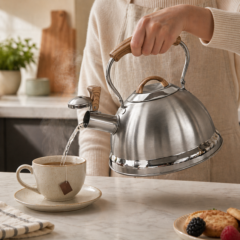 2.8L Whistling Kettle Stainless Steel Foldable Handle Camping Home Office Silver V498-2.8LKETTLESTEEL