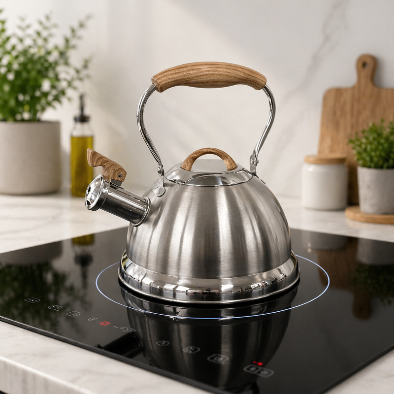2.8L Whistling Kettle Stainless Steel Foldable Handle Camping Home Office Silver V498-2.8LKETTLESTEEL
