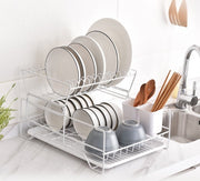 2 Tier Dish Drainer with Cutlery Holder White V498-2TIERSHELFWH