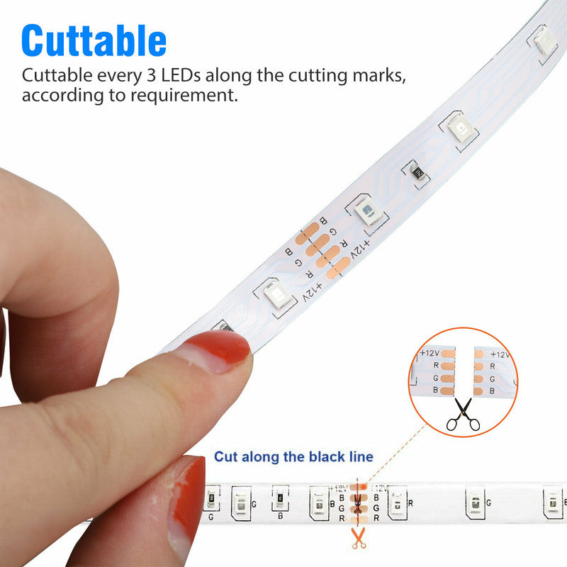 Waterproof 12V RGB 5M 3528 300 LED Strips Lights 44 Keys Controller V498-3528LIGHT