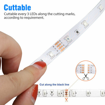 Waterproof 12V RGB 5M 3528 300 LED Strips Lights 44 Keys Controller V498-3528LIGHT