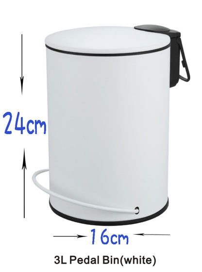 3L Soft Close Pedal Bin White V498-3LBINWH