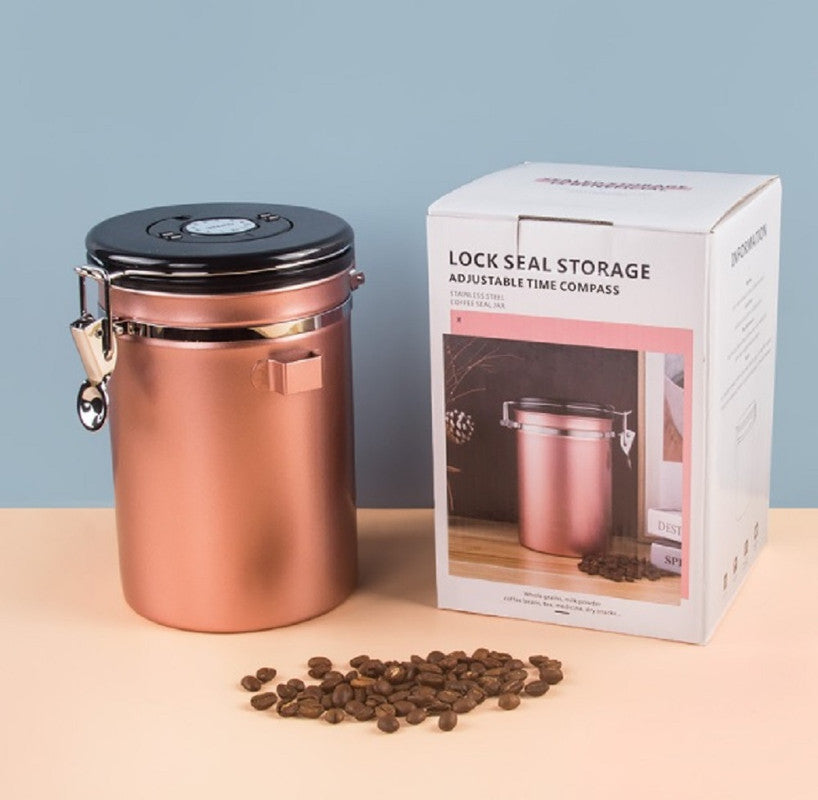 1.5L Storage Container with Spoon Champagne Gold V498-COFFEECONTAINERCGM